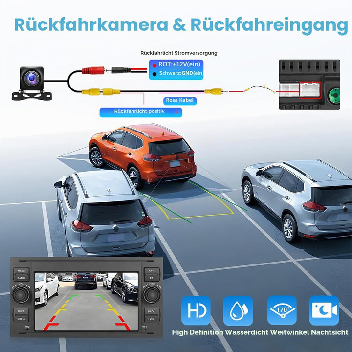 [2G+64G] Hikity Autoradio Navi Für Ford Transit Fiesta Focus Galaxy Mondeo C-Max Android Wireless Ca