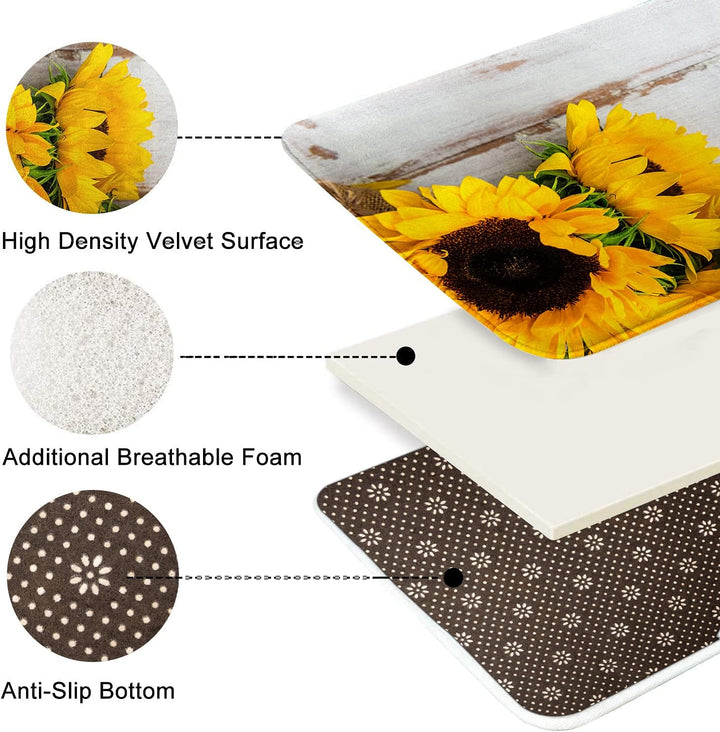 Britimes Badematten für Badezimmer, Badezimmermatten, Teppiche, kein Silber, gelbe Sonnenblume, wasc