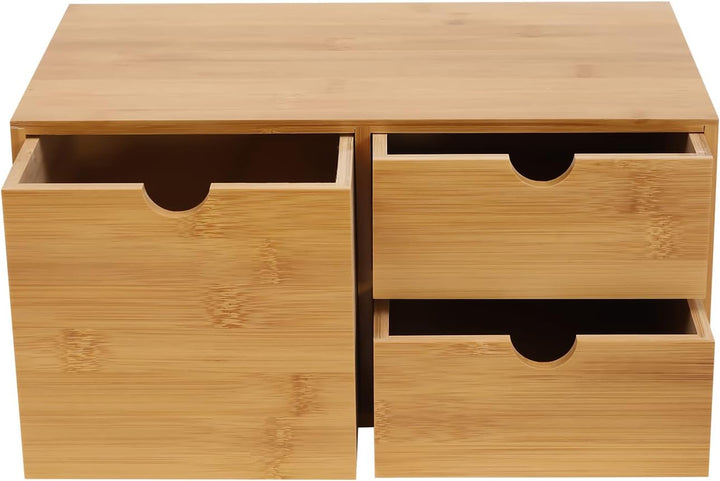 Bambus Schreibtisch Organizer mit 3 Schubladen Naturbambus Aufbewahrungsbox Schubladenbox mit Platzi