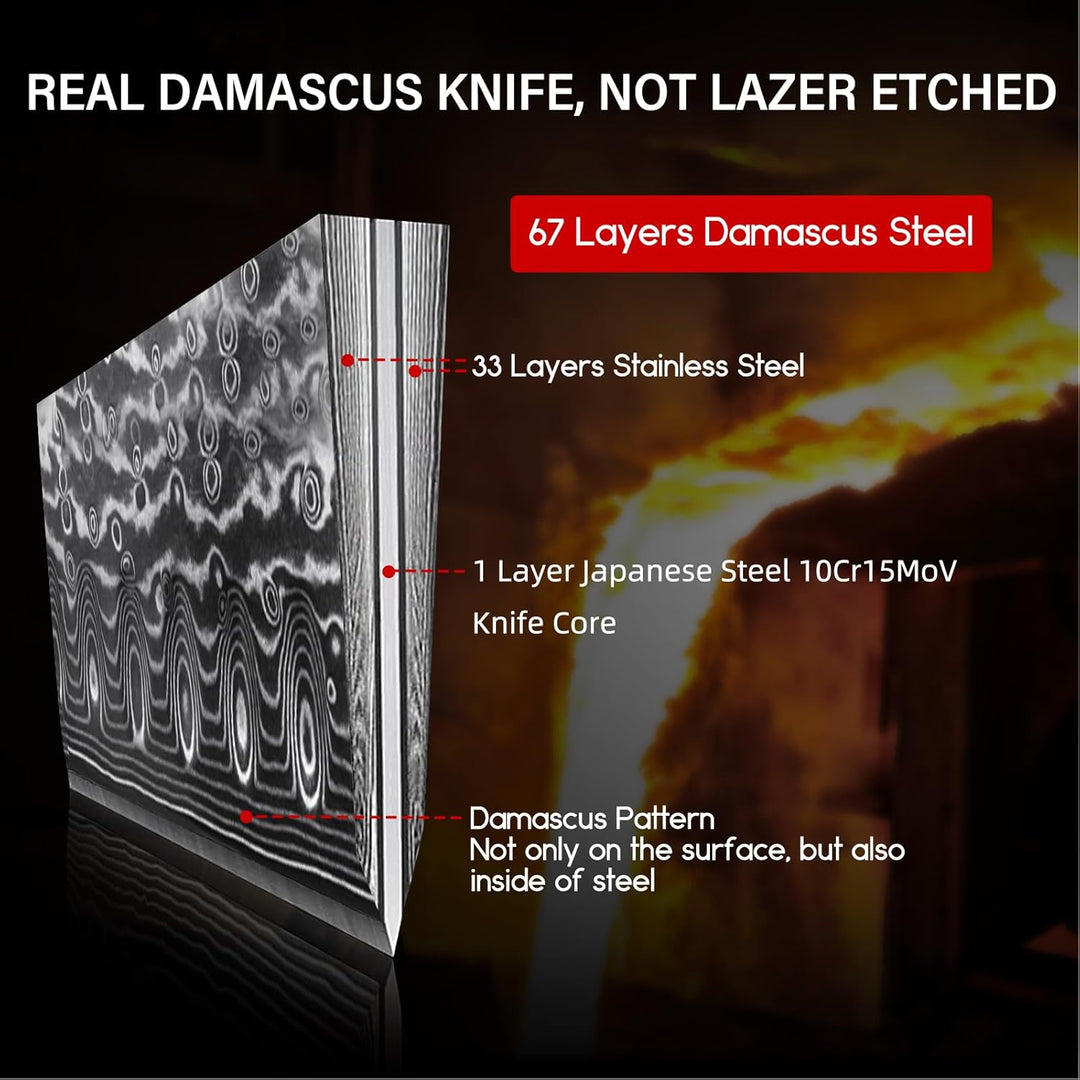 SHAN ZU Damast Santokumesser Kochmesser 67 Schichten Damastmesser Küchenmesser mit G10 Griff - PRO S
