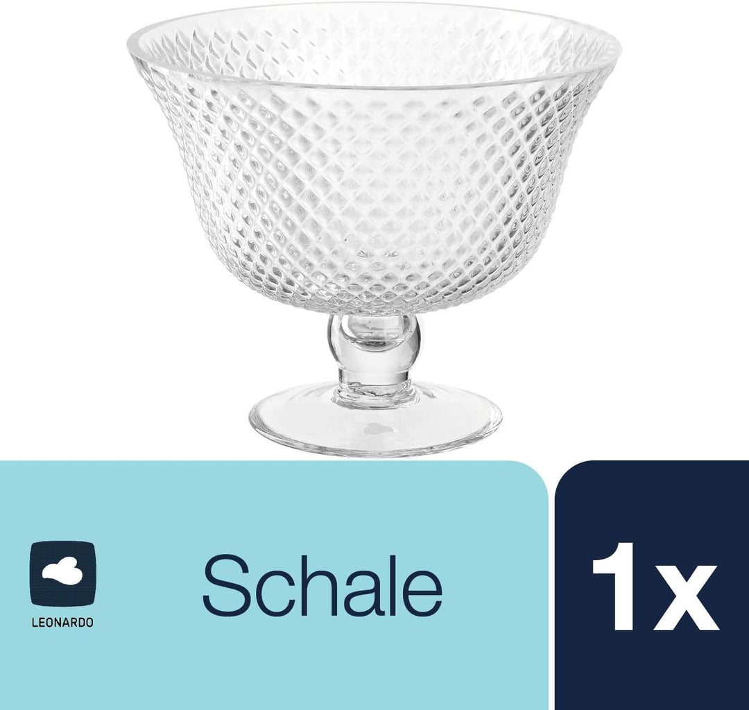 Leonardo Poesia Dekoschale aus Glas, Blumenvase mit Fuss, Höhe 19,5 cm, klar, 076435