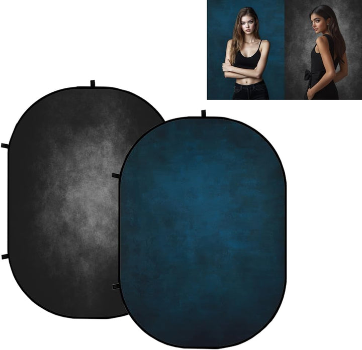 Kate Faltbarer Hintergrund Schwarzer 1,5x2m Klassischer Blauer Fotohintergrund Tragbar Faltenfrei Po