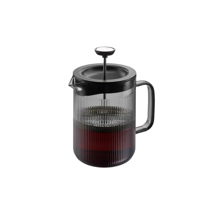 GEFU Kaffeebereiter CRISTIANO 600 ml – French Press aus mundgeblasenem Borosilikatglas in Smoke Grey