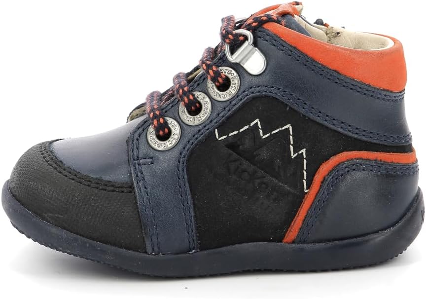 Kickers Baby-Jungen Bins Mountain Oxford-Schuh 22 EU Marineblau Orange, 22 EU Marineblau Orange