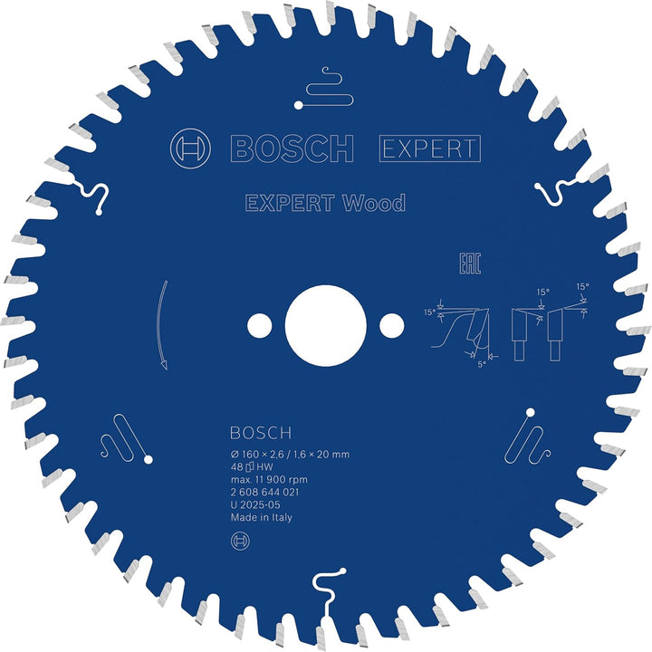 Bosch Professional 1x Kreissägeblatt Expert for Wood (Holz, Sägeblatt Ø 160 x 20 x 1,8 mm, 48 Zähne,