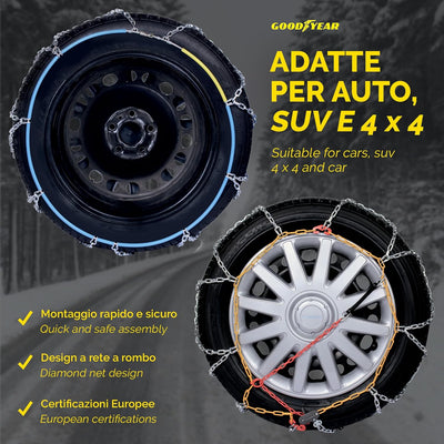 Goodyear 77931 Schneeketten 12 mm für SUV, Lieferwagen und Wohnmobil mit Selbstspannsystem, Grösse 2