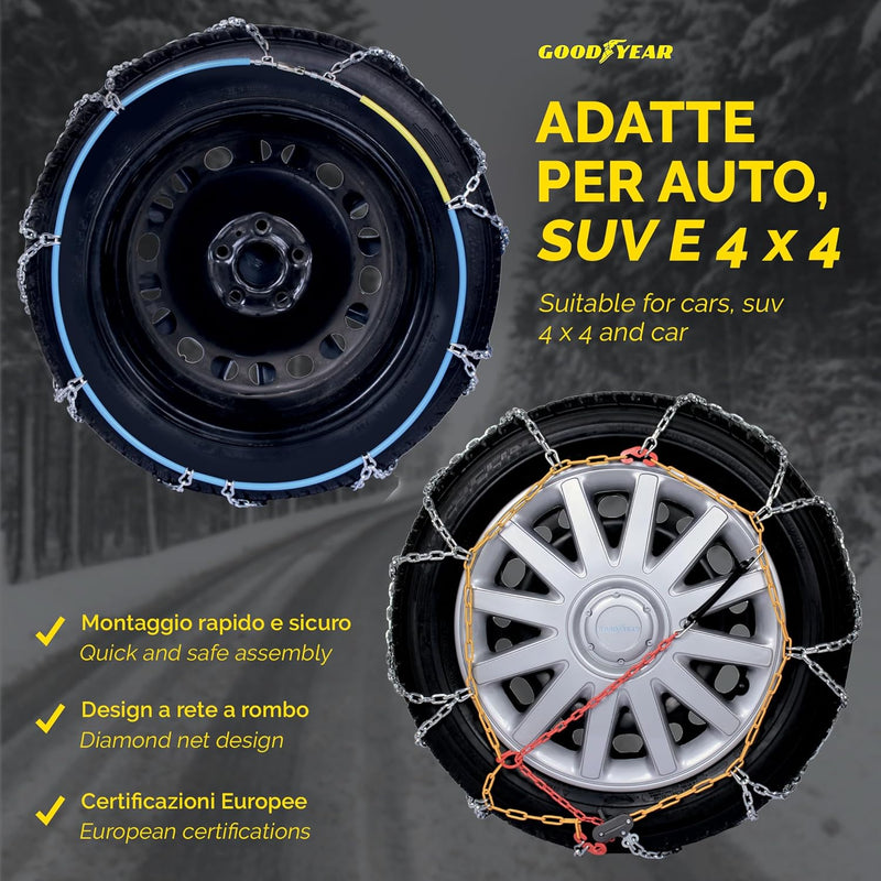 Goodyear 77932 Schneeketten 12 mm für SUV, Lieferwagen und Wohnmobil mit Selbstspannsystem, Grösse 2