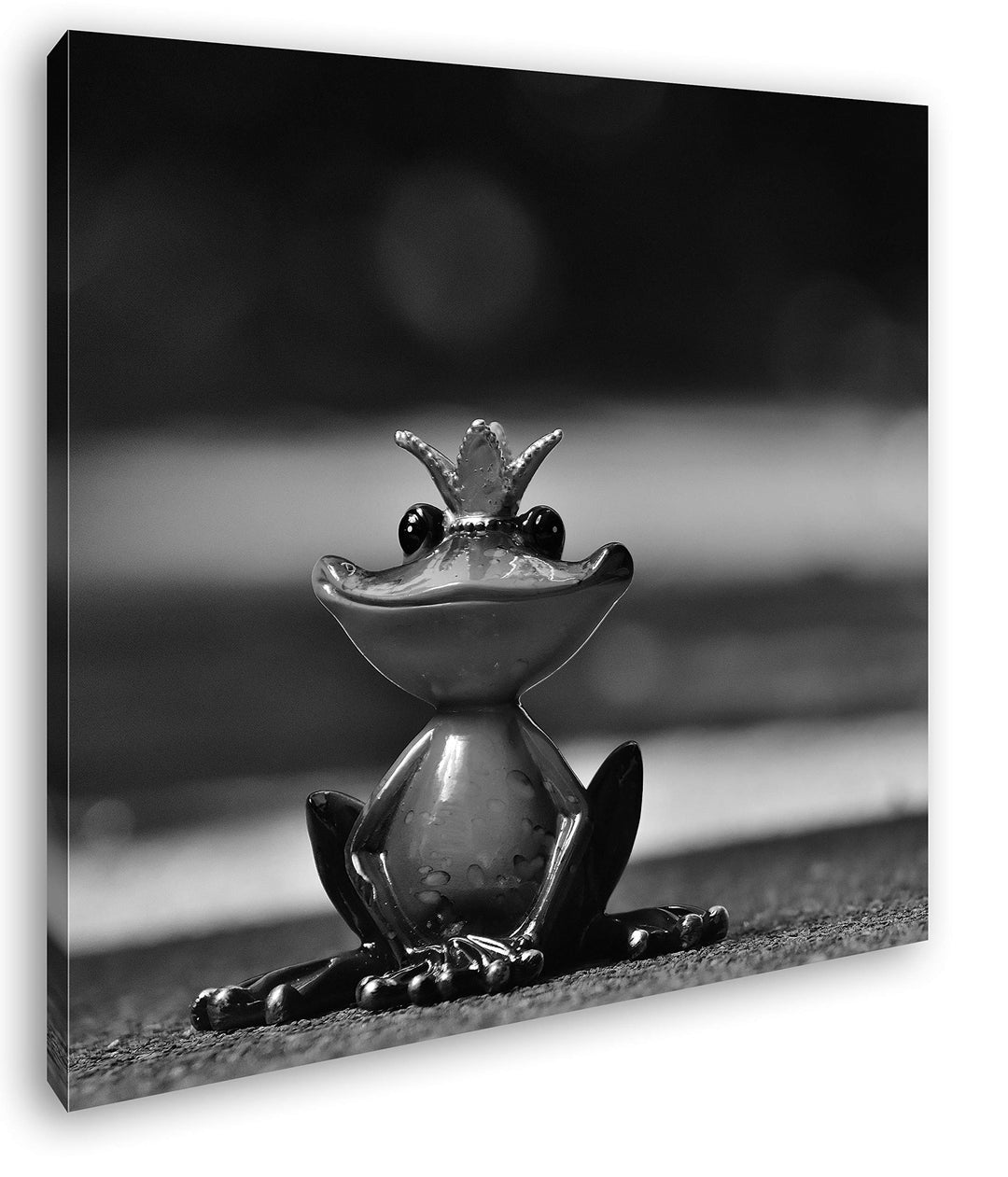 deyoli Kleiner süsser Froschkönig Format: 60x60 Effekt: Schwarz&amp;Weiss als Leinwandbild, Motiv fertig
