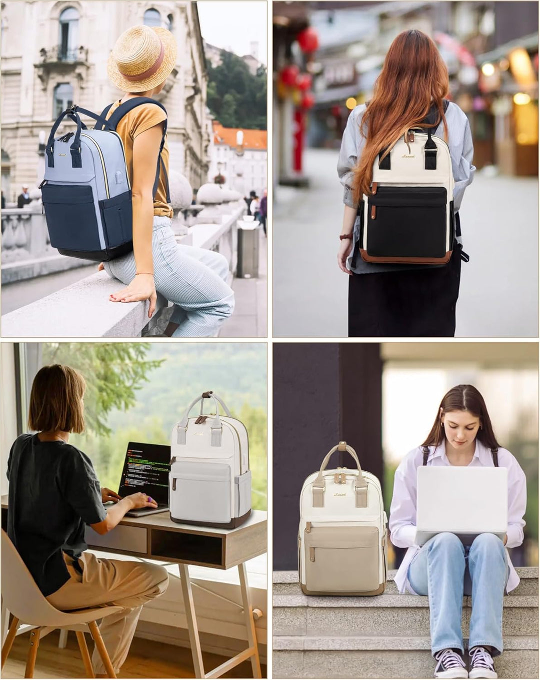 LOVEVOOK Laptop Rucksack Wasserdicht, Reiserucksack Arbeitstasche Damen Schulrucksack Mädchen Teenag