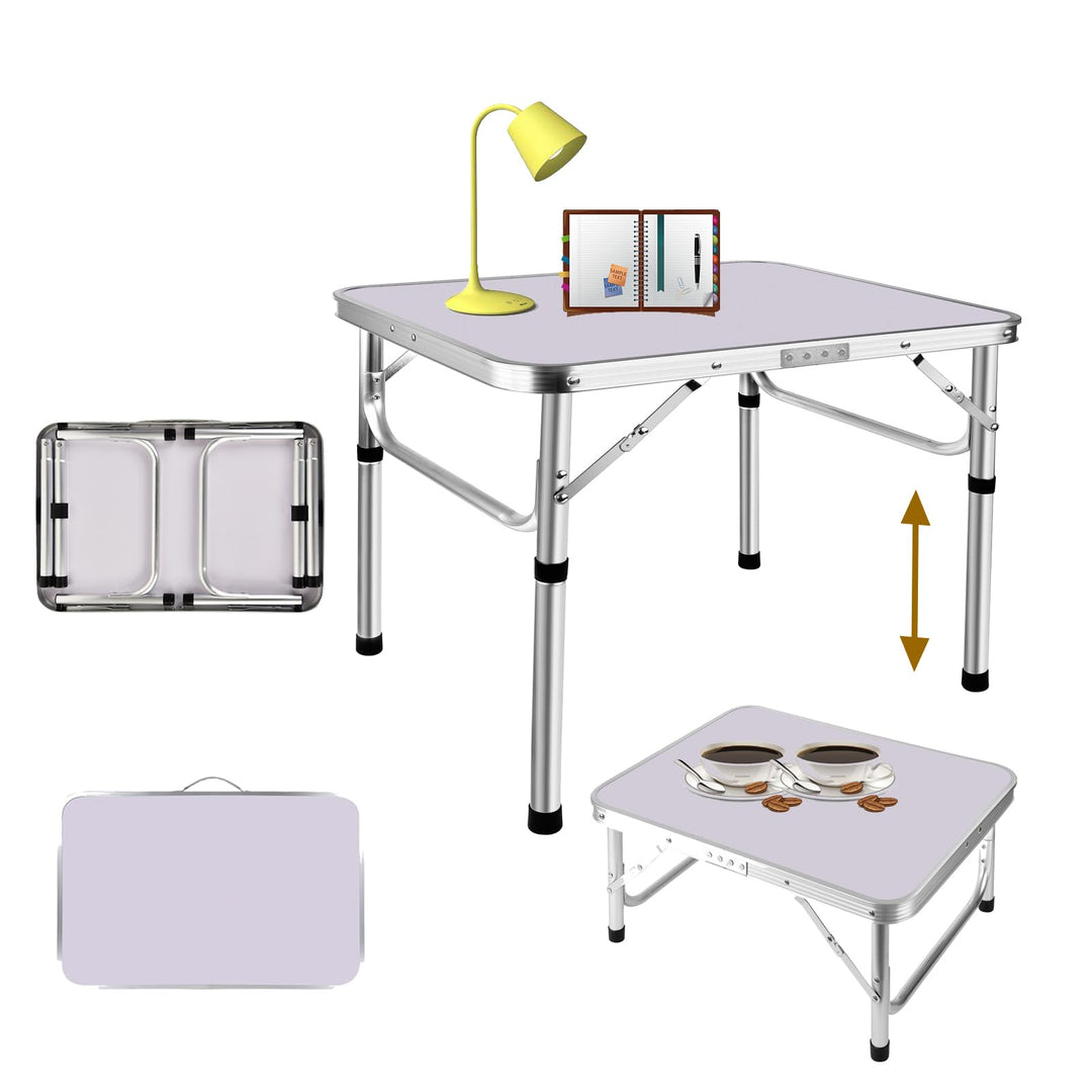 HSHa 2ft/60cm Mesa de campamento plegable Rectangular desayuno Blanco juego impermeable jardín Mesa