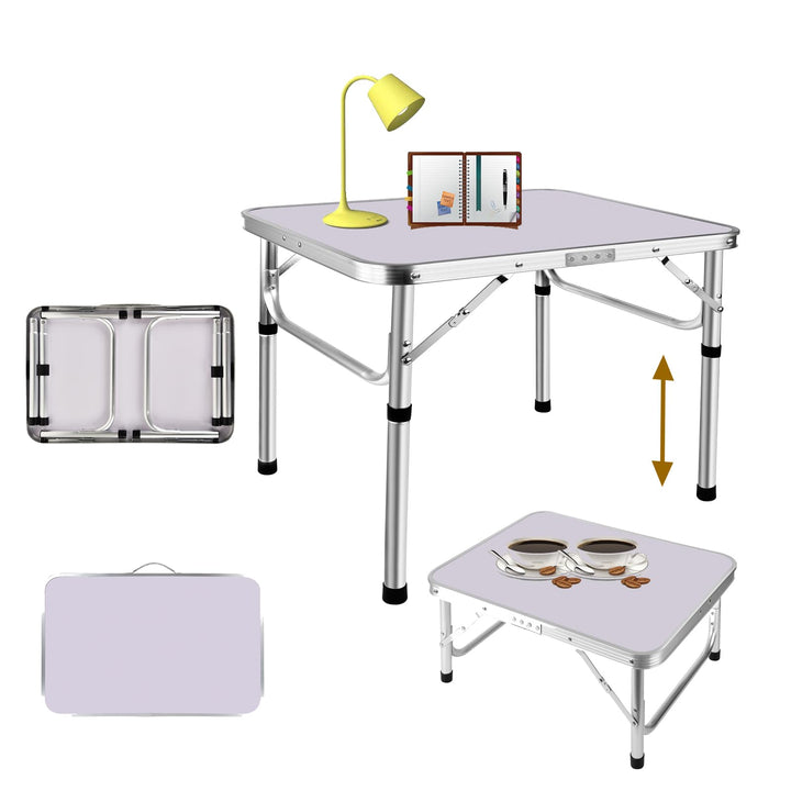 HSHa 2ft/60cm Mesa de campamento plegable Rectangular desayuno Blanco juego impermeable jardín Mesa