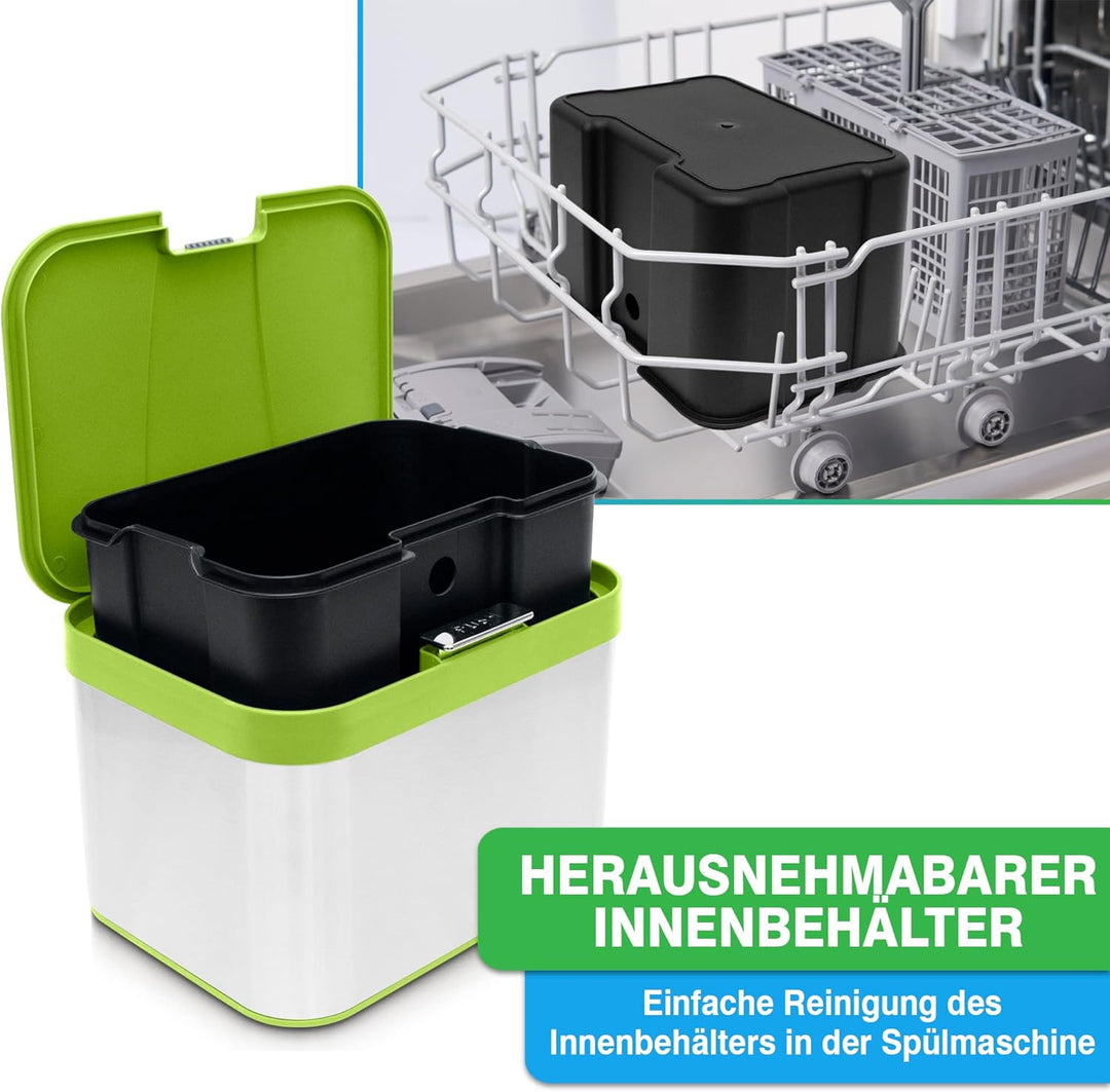 YourCasa® Biomülleimer Küche 4,3 L aus Edelstahl - geruchsdichter Bio Mülleimer mit Deckel & spülmas