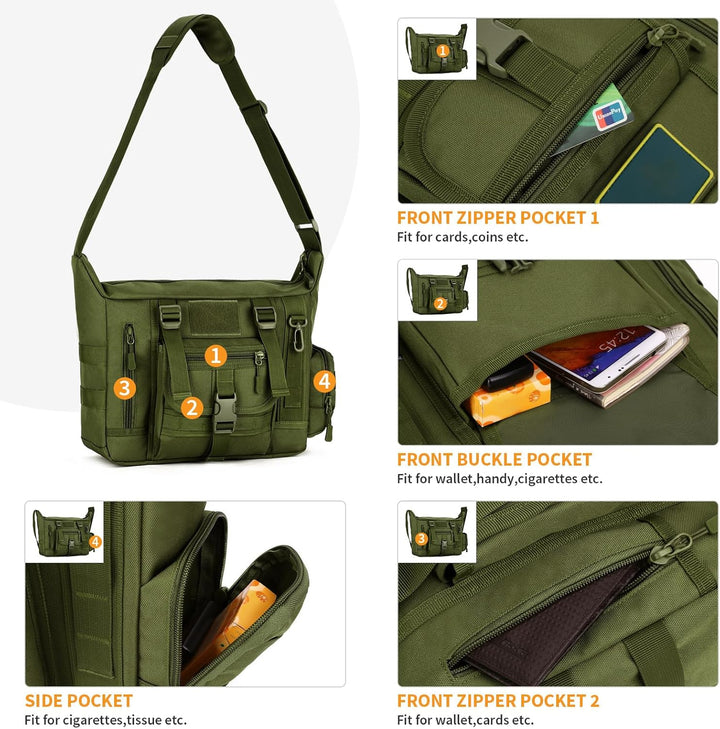 Huntvp Taktisch Schultertasche Militär Crossbody Bag Sling Tasche Wasserabweisend Umhängetasche Mess