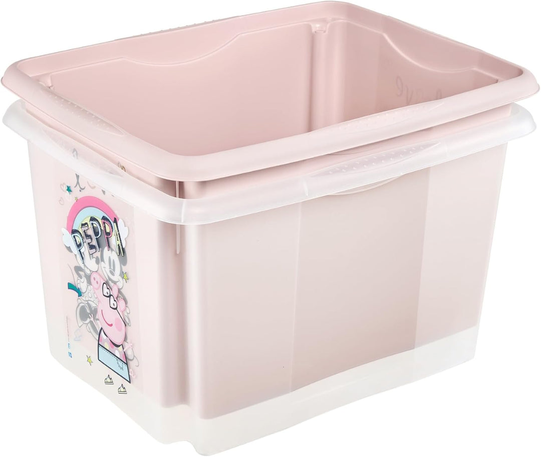 keeeper karolina 3x Peppa Pig Aufbewahrungsbox mit Deckel, Dreh- und stapelbar, Für Kinder, 30 l, Tr