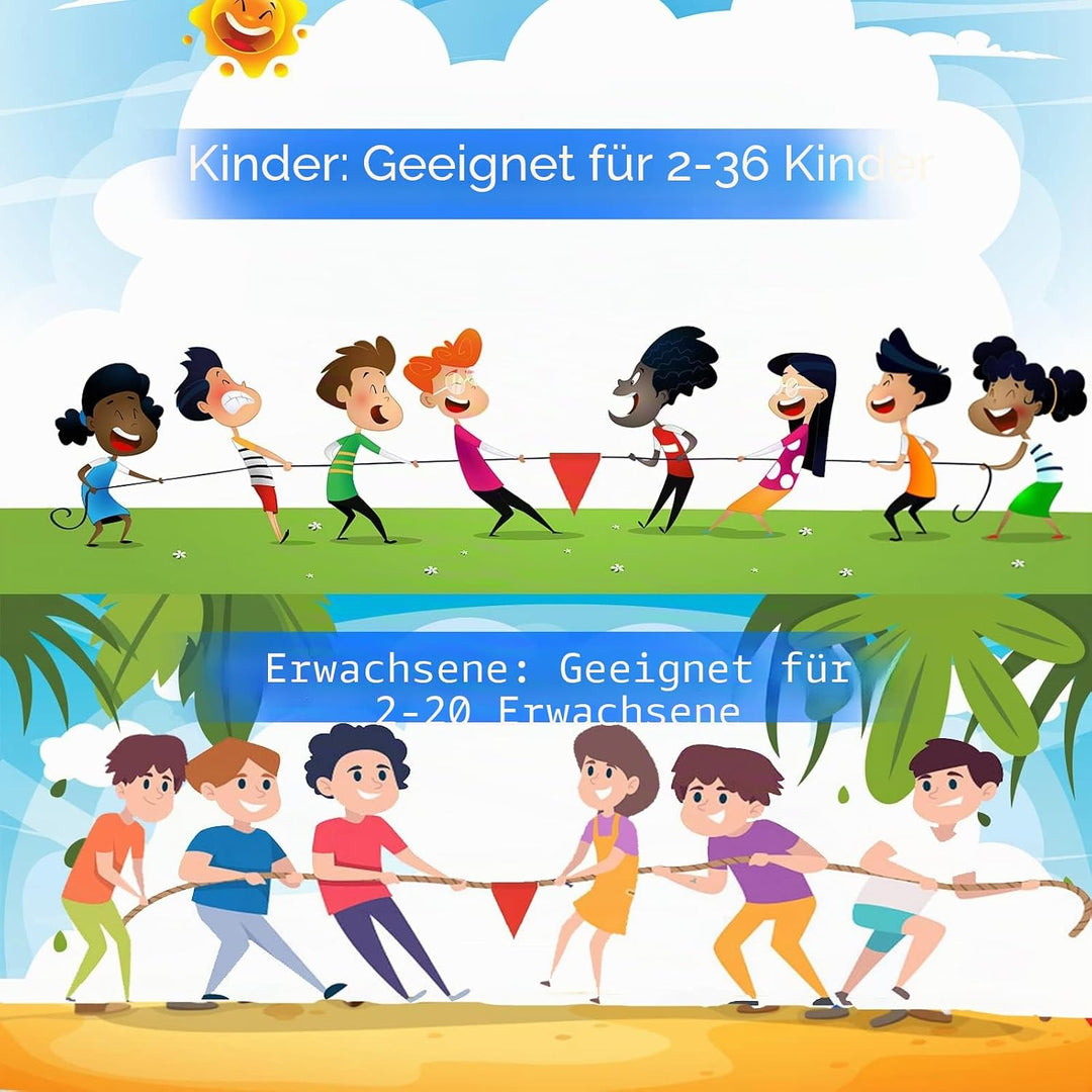 WYRJXYB Outdoorspiele Tauziehen Seilspiel 18M, Outdoor Spiele Gartenspiele für Kinder Erwachsene, Ta