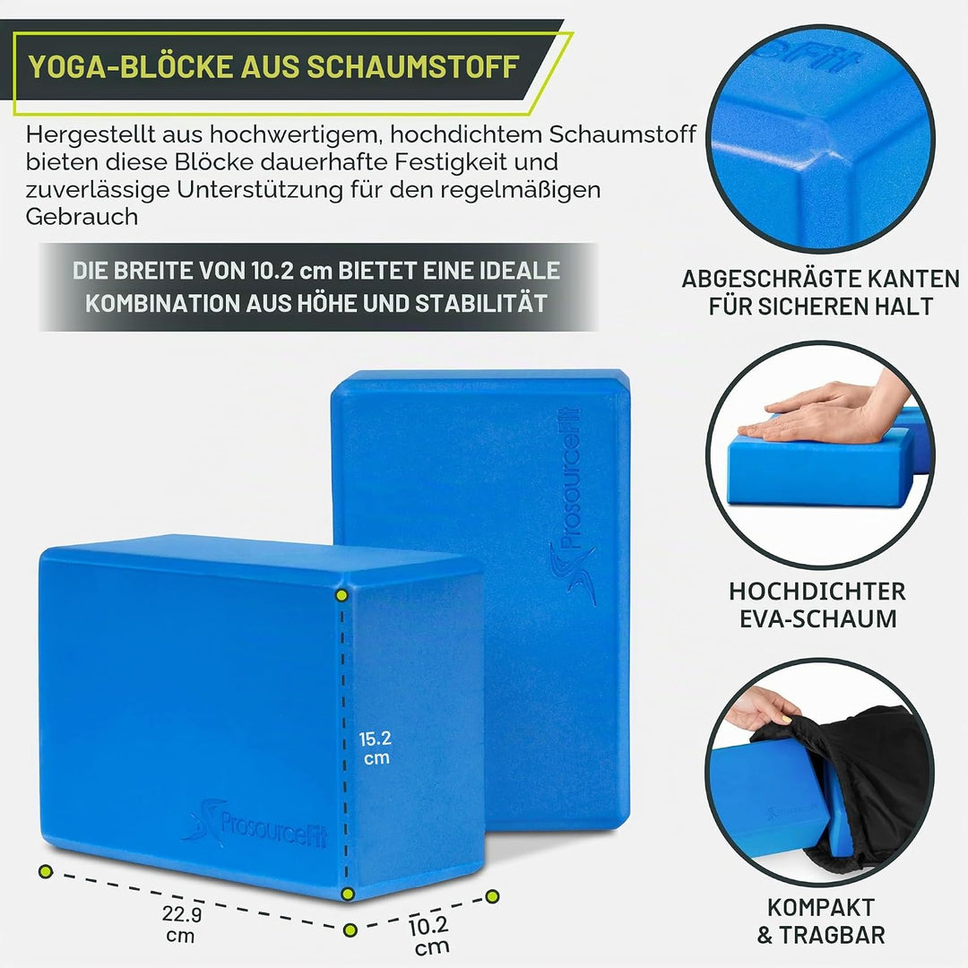 ProsourceFit Foam Yoga Blocks, High Density Eva Yoga Bricks (Set of 2), Aqua (Packung mit 2)