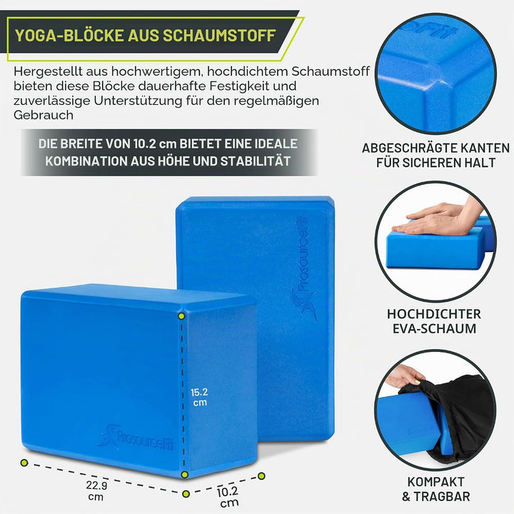 ProsourceFit Foam Yoga Blocks, High Density Eva Yoga Bricks (Set of 2), Aqua (Packung mit 2)