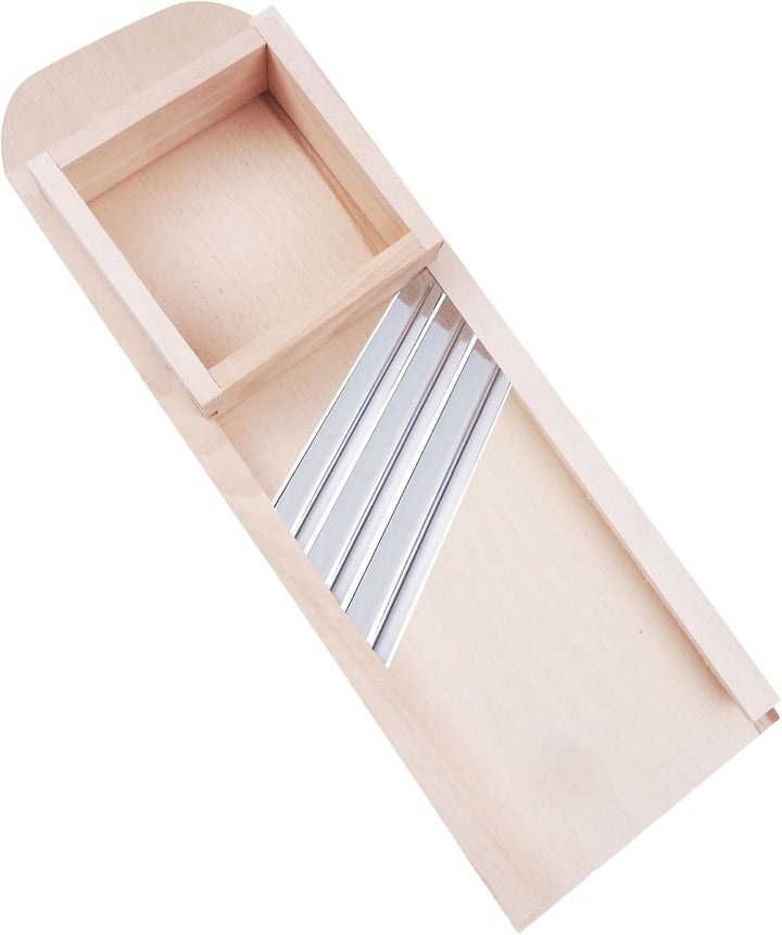 BAUSTER® Krauthobel aus Buchenholz mit Edelstahlklingen – Traditioneller Gemüsehobel für Weisskohl,
