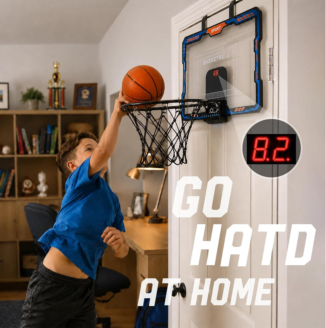 YESHIN Indoor Basketballkorb Kinder mit 7 Farb-LED Licht & Fernbedienung, Mini Basketball Set für Tü