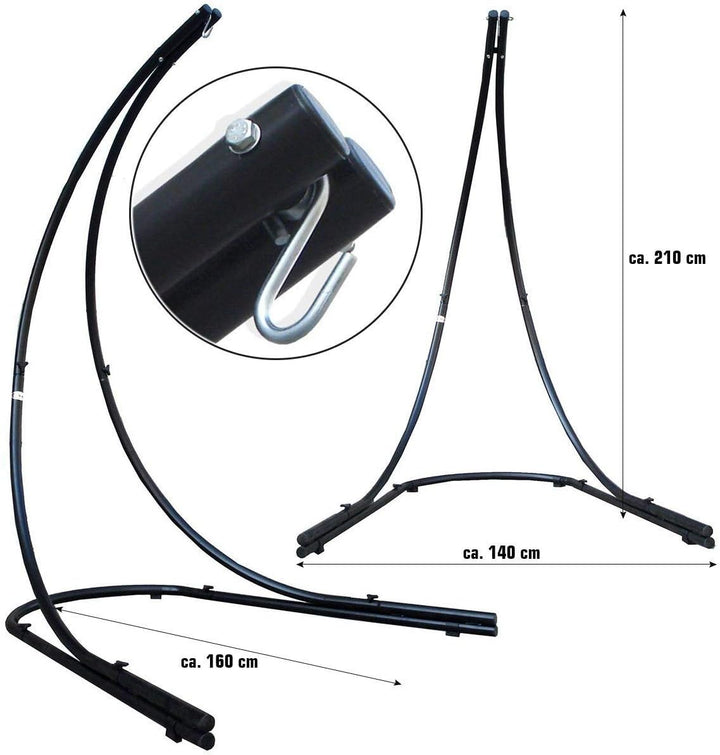 AMANKA XXL Hängesessel mit Gestell - Hängestuhl 185x130cm mit 210cm Metall Ständer für Garten - Gros
