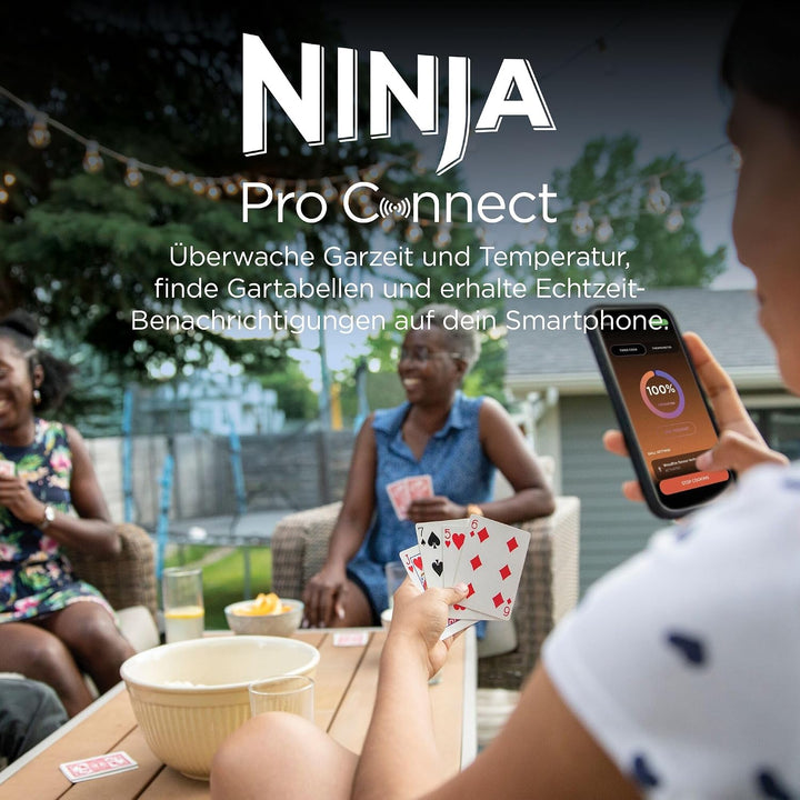Ninja Woodfire Pro Connect XL Elektrischer BBQ Smoker Grill, App-Steuerung, digitaler Temperaturfühl