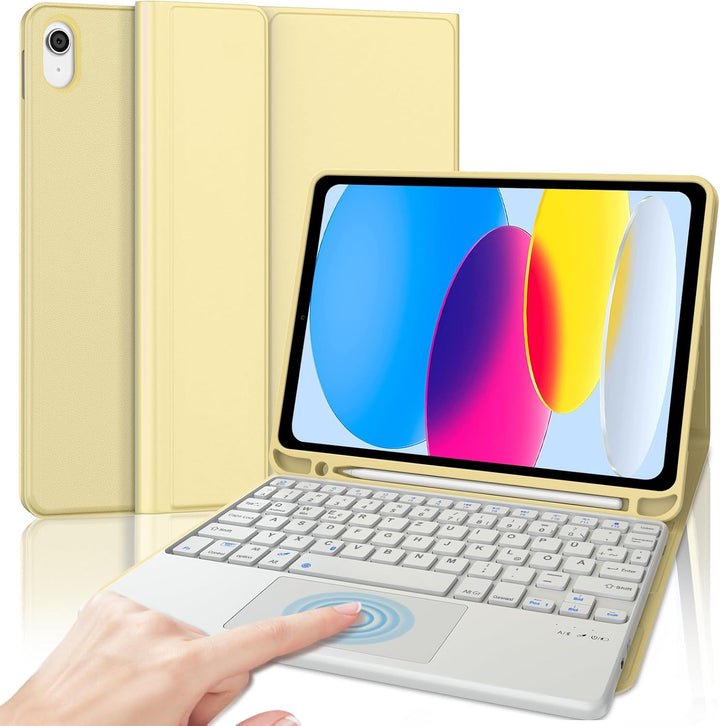 SENGBIRCH Tastaturhülle für iPad 10. Gen 10.9'' - QWERTZ Deutsche Touchpad Tastatur, Kabellose Abneh