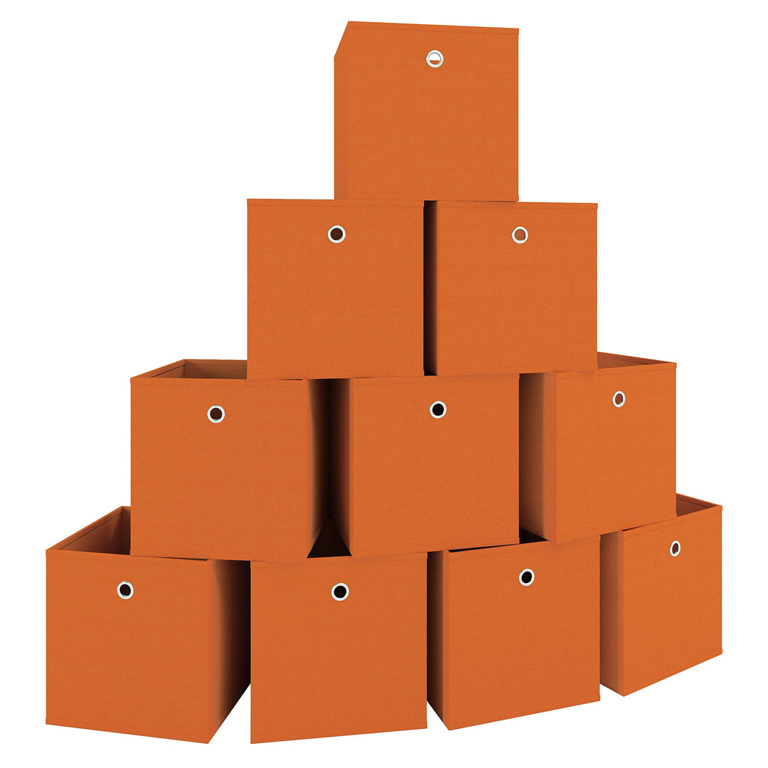 VCM 10er Set Faltbox Klappbox Stoff Kiste Faltschachtel Regalbox Aufbewahrung Boxas Orange, Orange