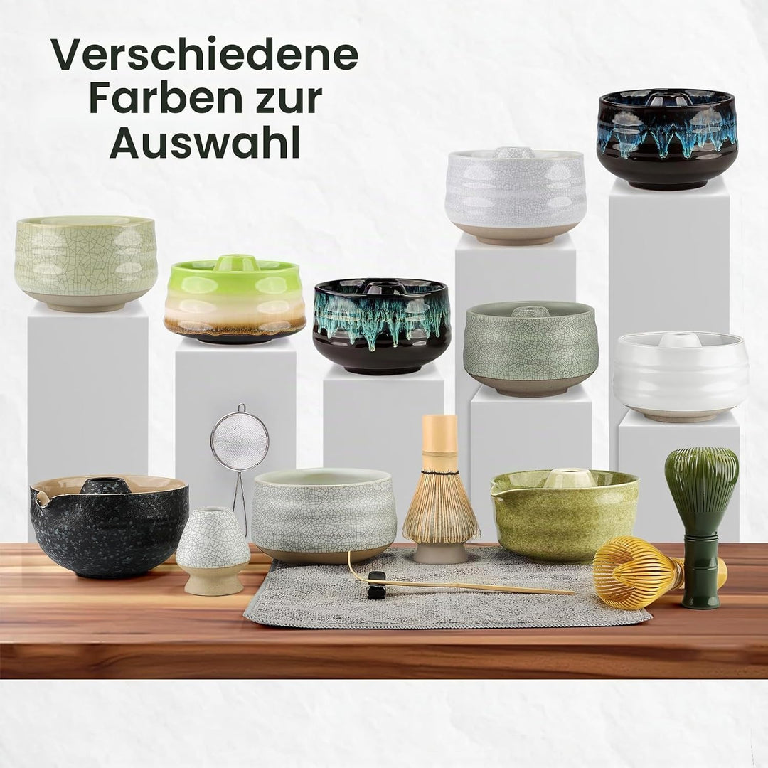 7PCS Matcha Kit Japanische Zeremonie, Bambuslöffel, Bambusschaufel, Peitschenhalter, Matcha-Set für