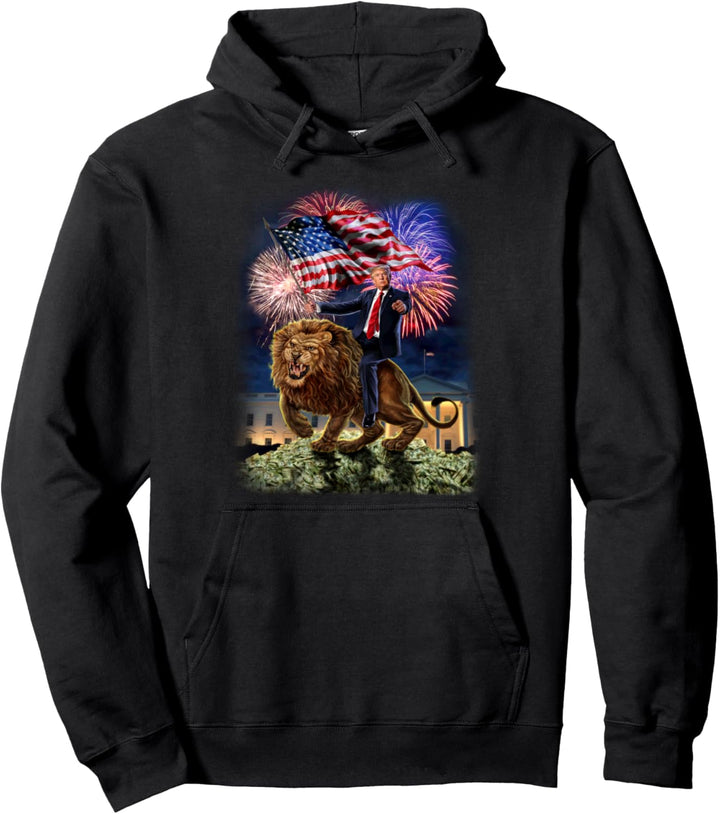 US-Präsident Donald Trump reitet einen wilden Löwen Pullover Hoodie