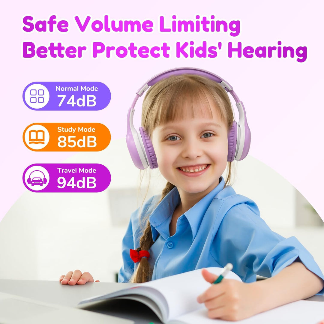 EarFun Bluetooth Kopfhörer Kinder, 74/85/94dB Lautstärkeregelung, HiFi Sound, HD-Mikrofon, 45 Std Ak