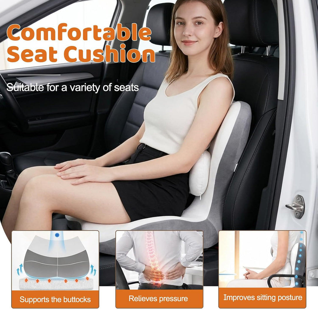 Orthopädisches Sitzkissen mit Rückenlehne, Ergonomische Steissbeinkissen aus Memory-Schaumstoff Anti