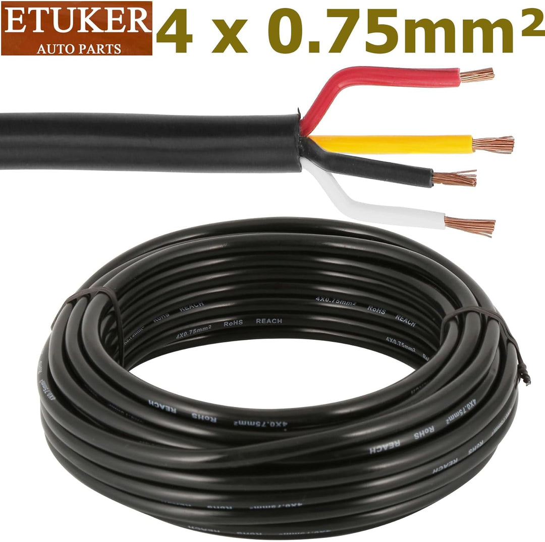 ETUKER Fahrzeugkabel 4 adrig 10M Kabel Anhänger 4 polig Camping Fahrzeugleitung Kabelquerschnitt 4X