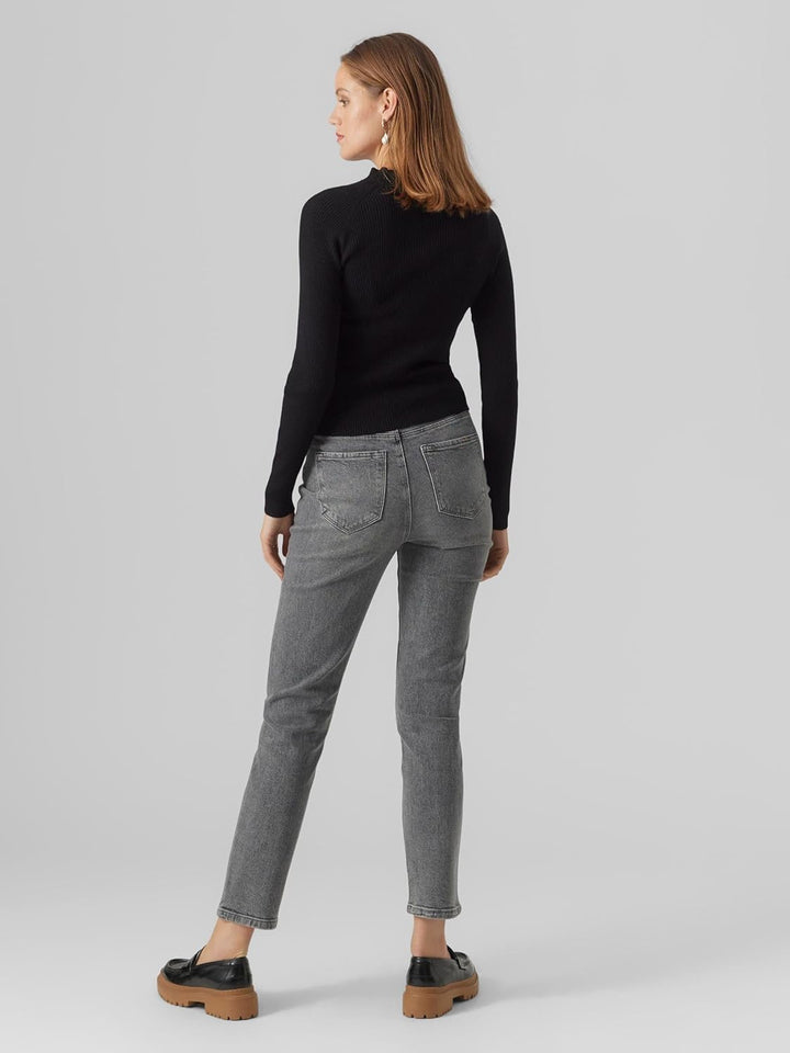 VERO MODA Female Mom Jeans VMLINDA Hohe Taille Hohe Taille Jeans 27W / 30L Medium Grey Denim, 27W /
