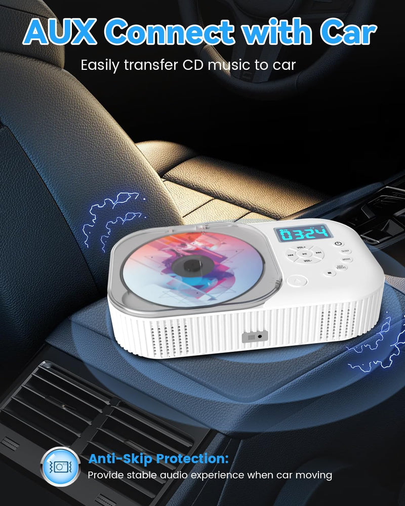 MONODEAL CD Player Tragbar, Tragbarer CD Player mit Zwei Stereo Lautsprechern und Bluetooth & Radio,