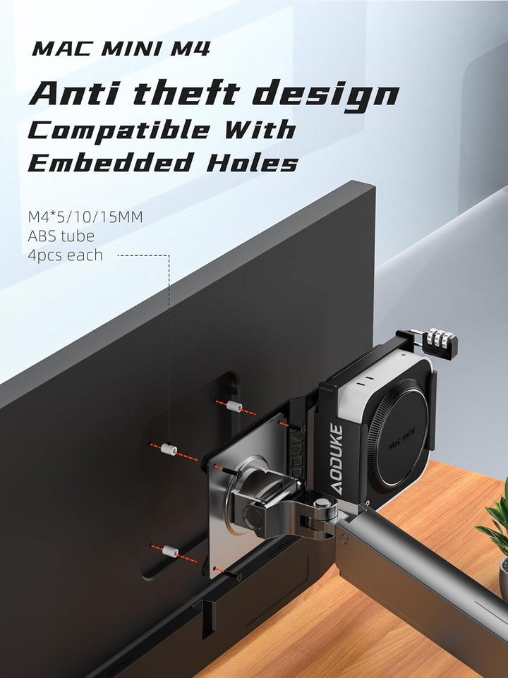 with Combination Security Lock 2024 Mac mini M4 VESA Computer Monitor Mount Bracket for Anti-Theft S