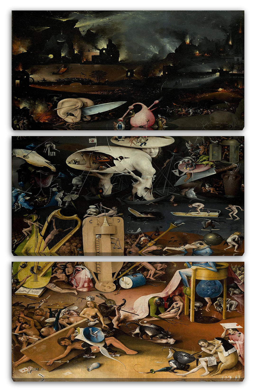 Printed Paintings Leinwand 3-teilig(80x120cm): Hieronymus Bosch - Der Garten der Lüste (1490/1510 80