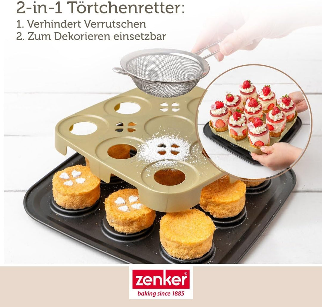 Zenker Bake, Click & Go 9er Törtchenblech – 29 x 29 x 7 cm – Backform mit separat erhältlichem Decke