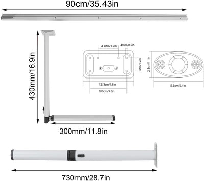 Wohnmobil-Tischbeine, KIMISS 730 Mm/28,7 Zoll Wohnmobil-Klapptischbein, Abnehmbare Tischhalterung, A