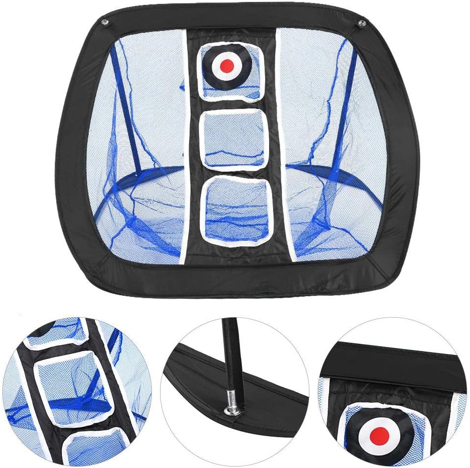 Tragbares Golf-Chipping-Netz Golf-Zielnetz für das Üben im Innen- und Aussenbereich(Schwarz + Blau)