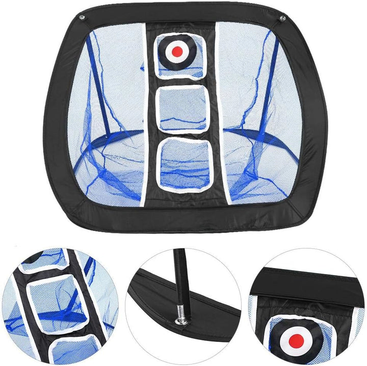 Tragbares Golf-Chipping-Netz Golf-Zielnetz für das Üben im Innen- und Aussenbereich(Schwarz + Blau)