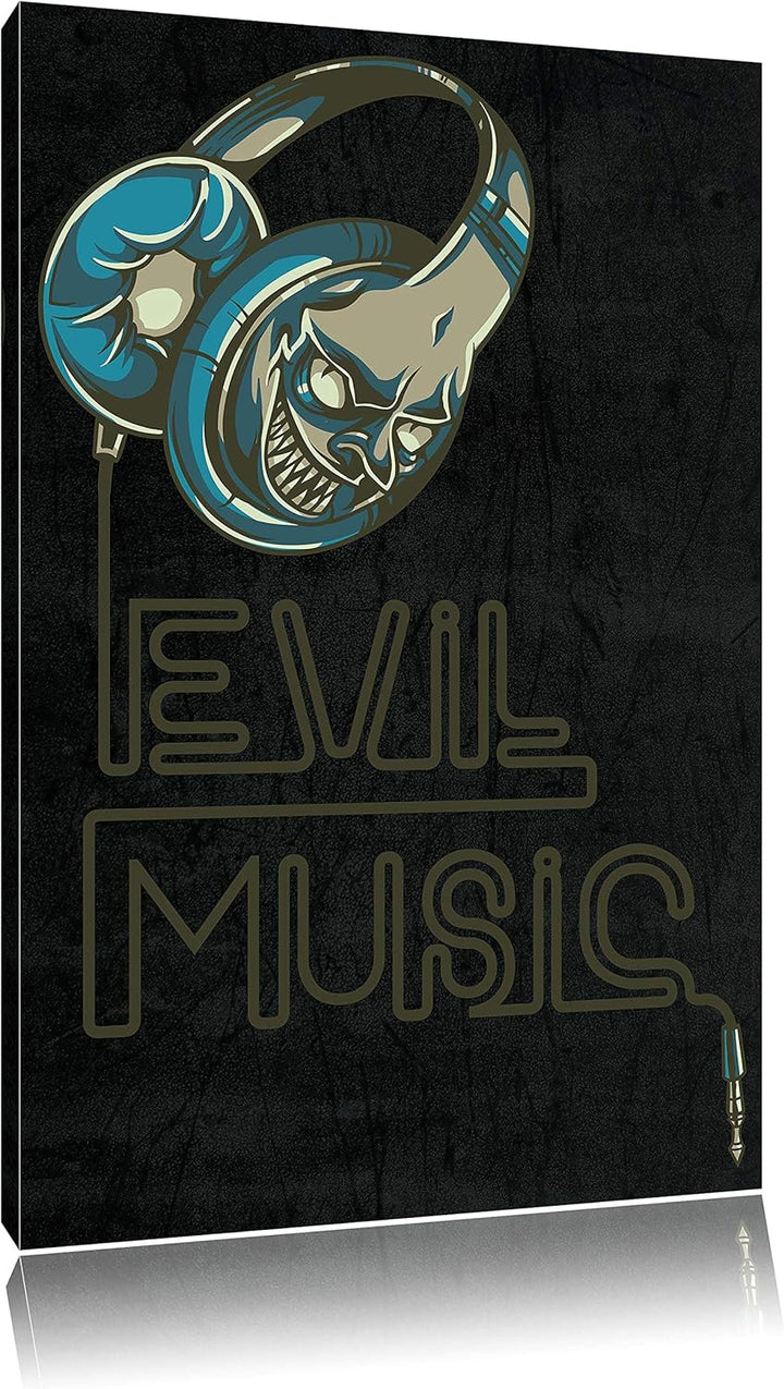 Dark Evil music black Leinwandbild Bild auf Leinwand, XXL riesige Bilder fertig gerahmt mit Keilrahm