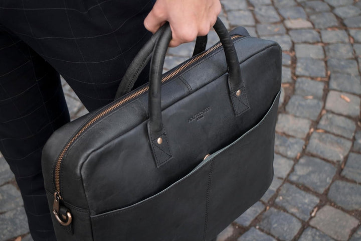 HOLZRICHTER Berlin - Grosse Aktentasche aus Leder (No 1-1), 30 x 39 x 10 cm Laptoptasche für Herren,