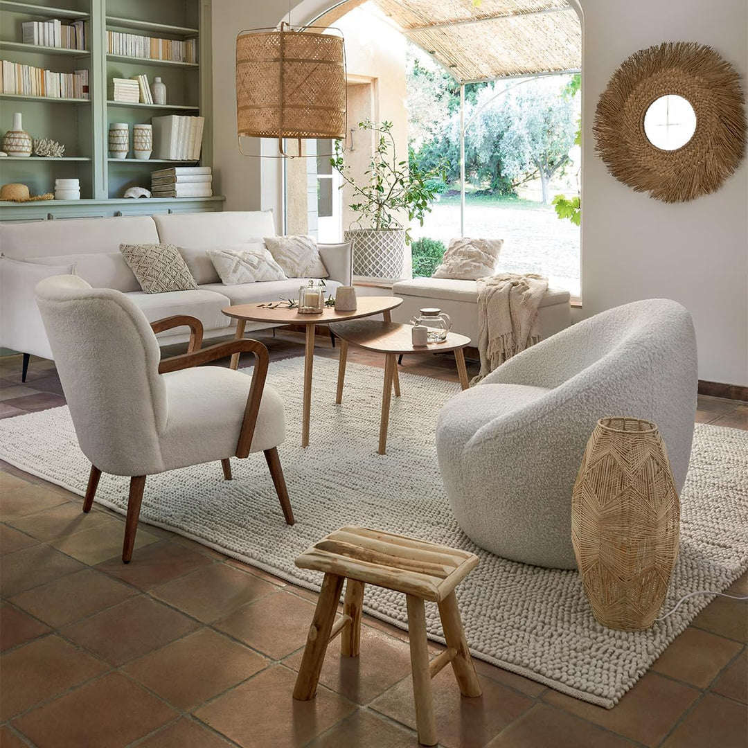 Spiegel Ael - Schilfrohr D. 80 cm - Beige - Atmosphera créateur d'intérieur