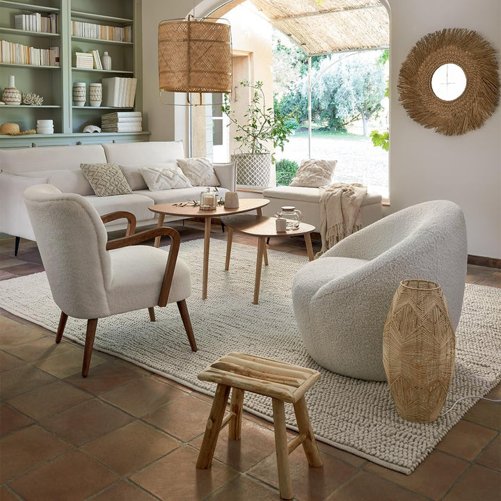 Spiegel Ael - Schilfrohr D. 80 cm - Beige - Atmosphera créateur d'intérieur