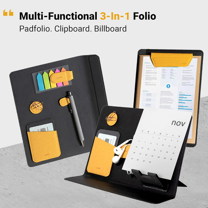 LHiDS Kreatives A5 Folio 2.0 mit Ständer, Business Portfolio Resume, 3-in-1 Padfolio mit magnetische