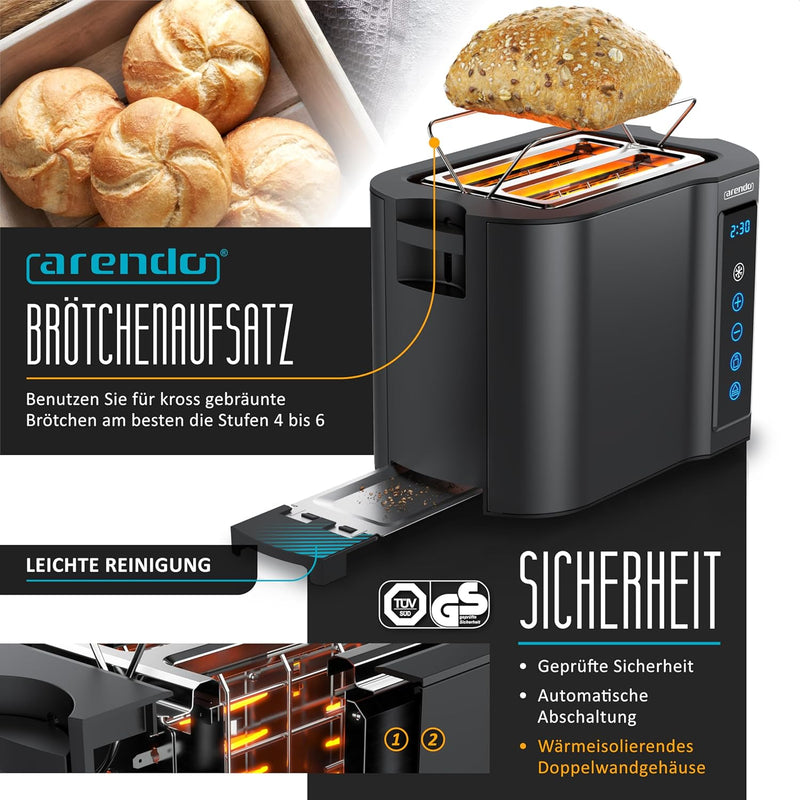 Arendo - Wasserkocher Toaster SET - Edelstahl - Wasserkocher mit Temrpatureinstellung - 45-100 Grad