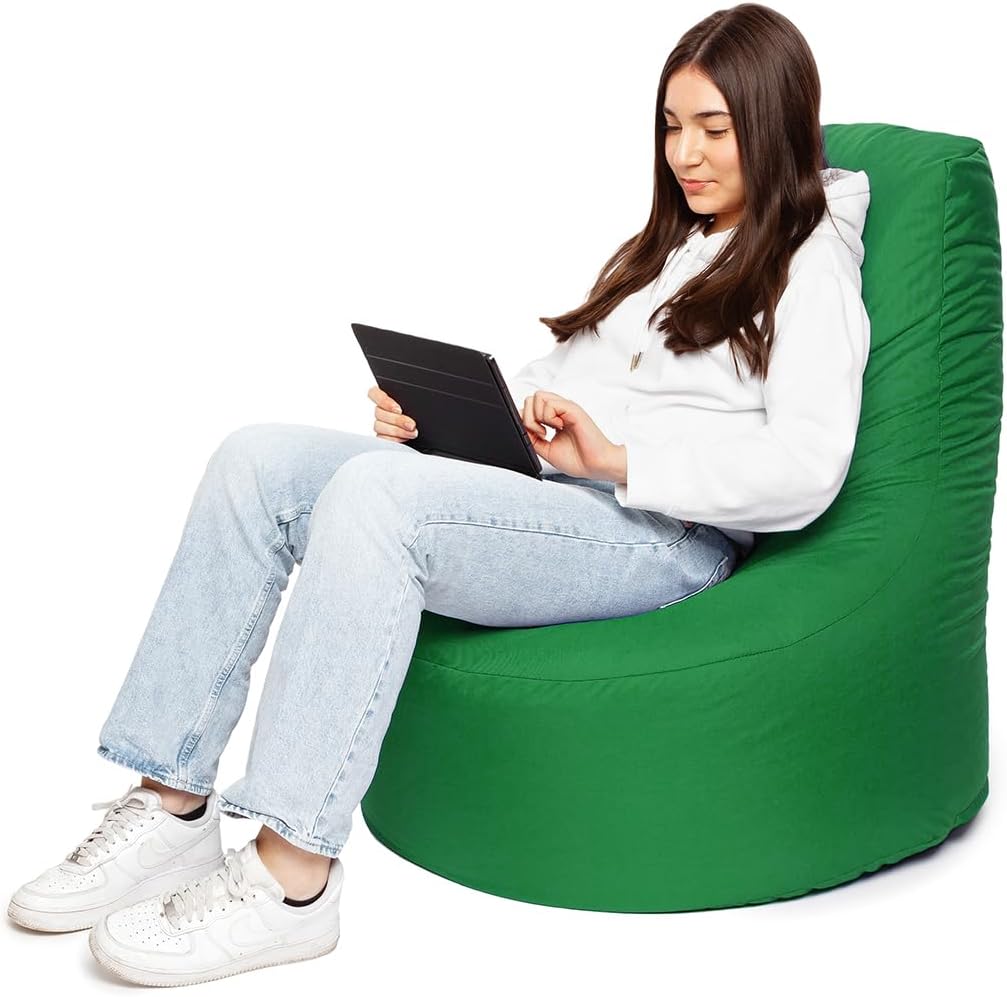 PATCH HOME Gamer Sessel inkl. Würfel Bean Bag Set Ø80cm, 30cm Sitzhöhe, 90cm Höhe + 35x35cm Würfel G