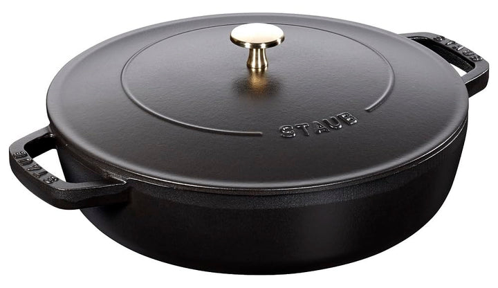 STAUB Gusseisen Bräter, Chistera Tropfenstruktur im Deckel, Rund 24 cm, 2,5 L, Schwarz Schwarz 24 cm