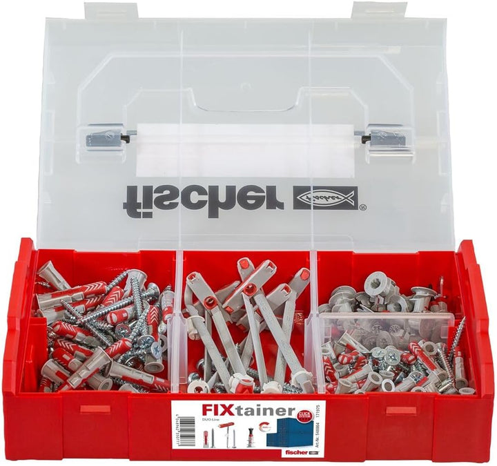 fischer 548864 Set Dübel und Schrauben, rot DuoPower Dübel + DuoTec Dübel + DuoBlade Dübel + Schraub