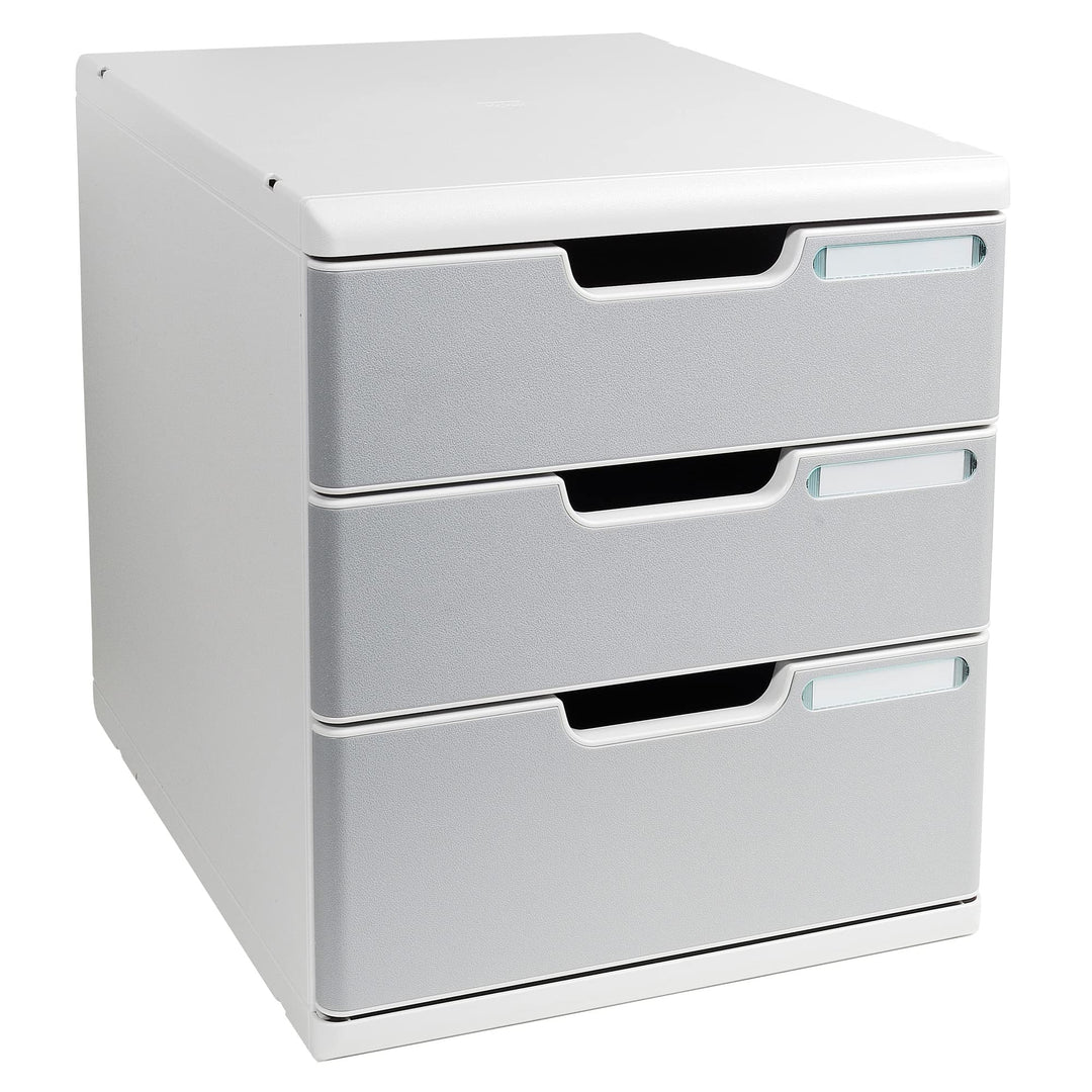 Exacompta 325041D Ablagesystem Modulo A4, 3 laden Classic, lichtgrau/steingrau 350 x 288 x 320 mm Li